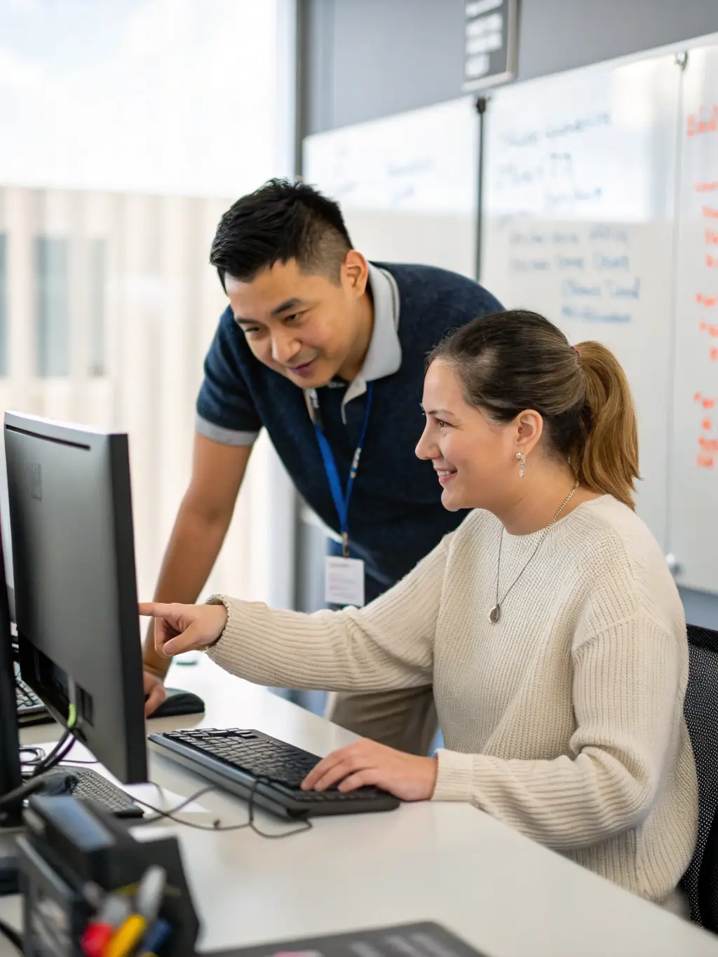 A professional IT support staff member assisting a client with their hosting setup, showcasing Z.com Thailand's commitment to expert support.